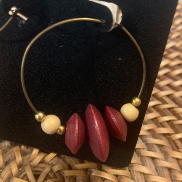 🌻2 for $15🌻 Wood and Gold Circle Earrings - Picture 2 of 3